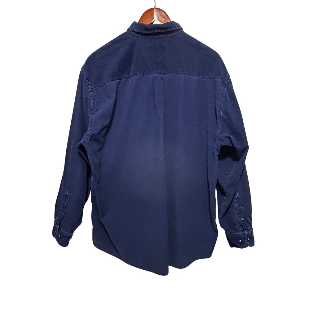 Vintage 90s Eddie Bauer Mens Gorpcore Corduroy Shirt L Navy Button Down Outdoor